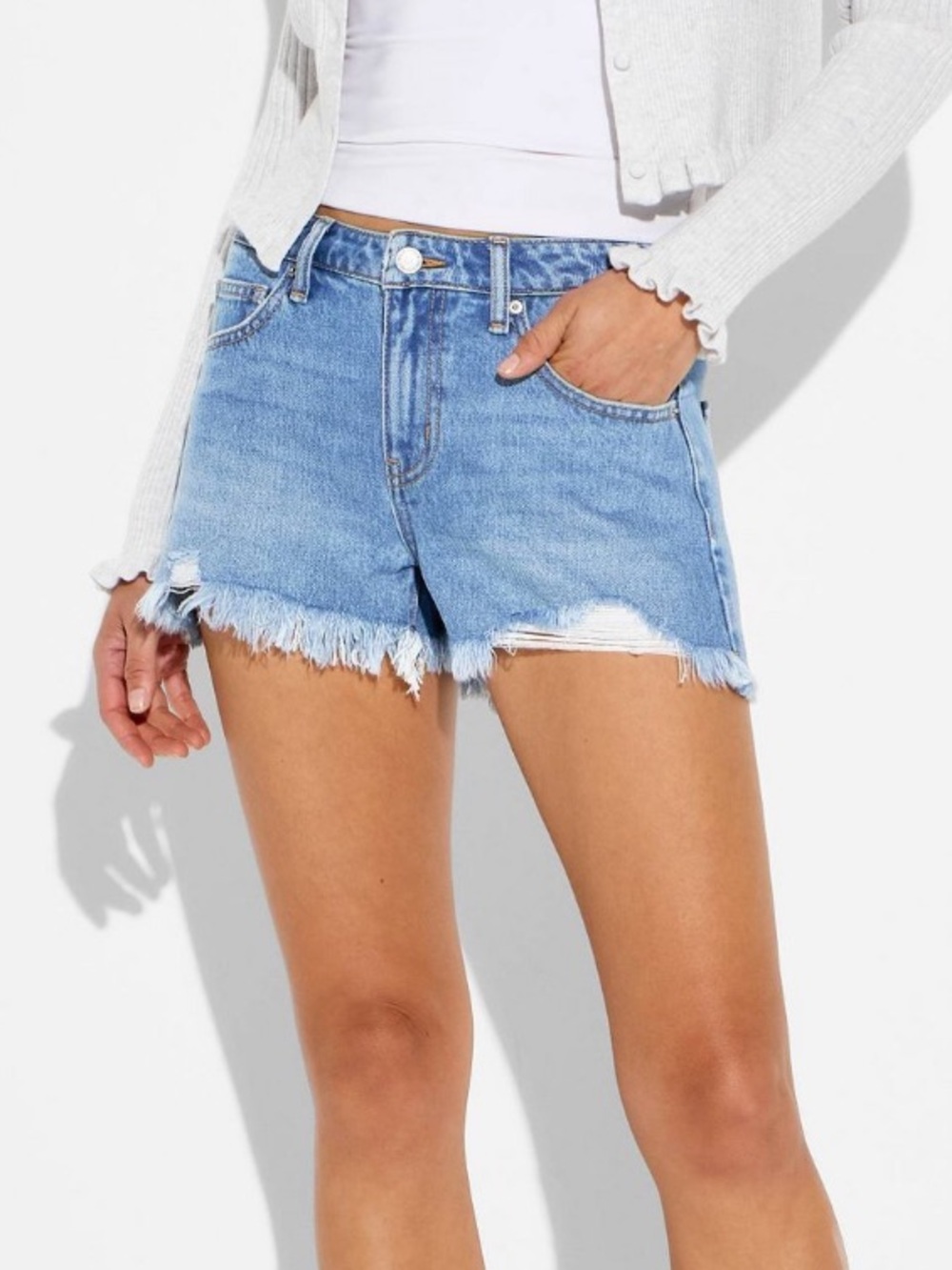 Wild Fable Light Blue Frayed Hem Denim Shorts